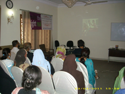 audience watching the video
