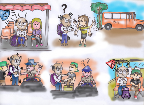 Cartoon Illustration - Inaccessible Transporty system