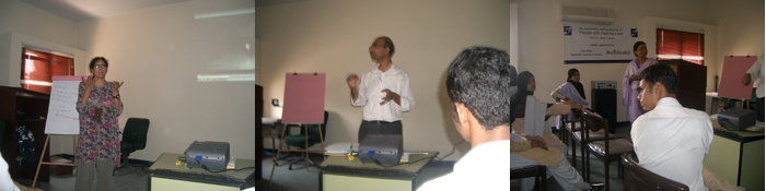 different view of speaker and interpreter